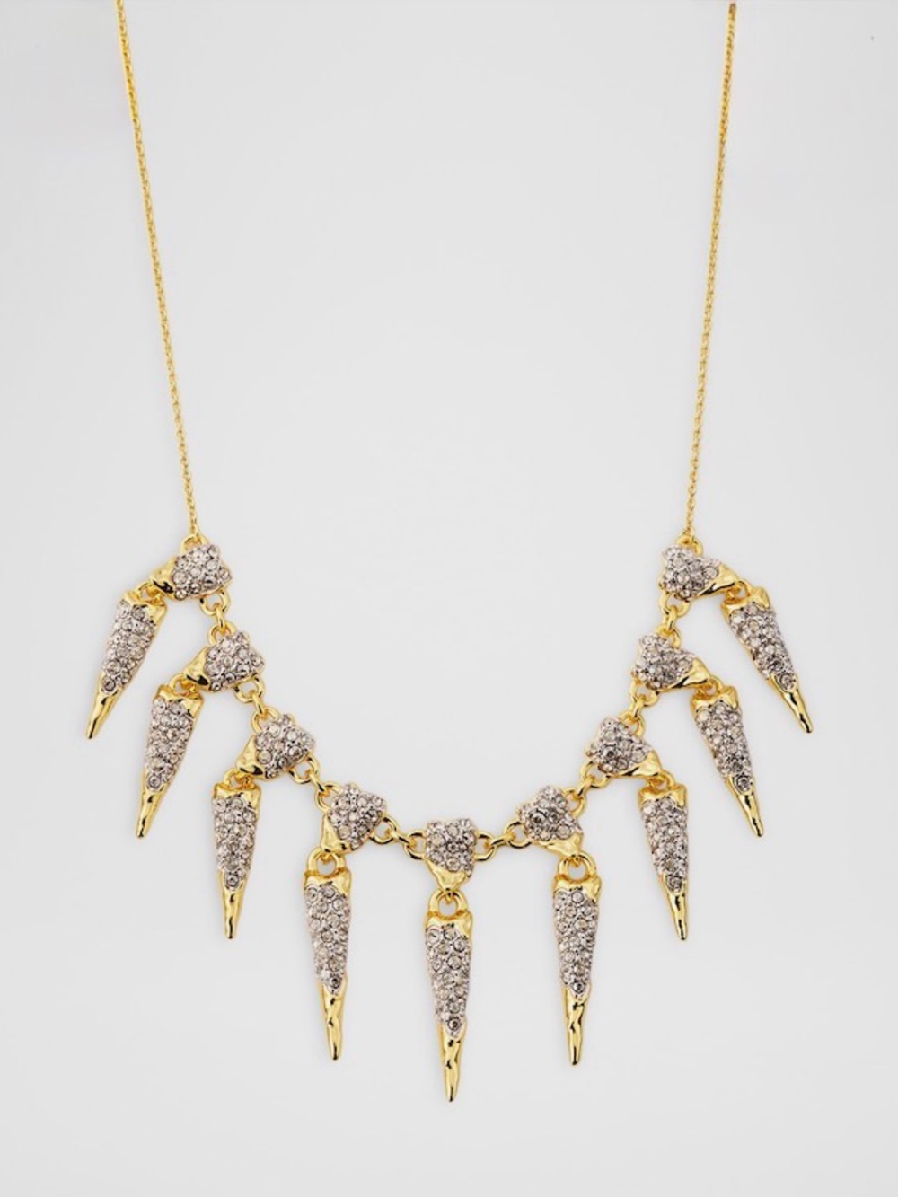 NEW Alexis Bittar Solanales Pave Crystal Necklace 14k g.p. Clear SB01
